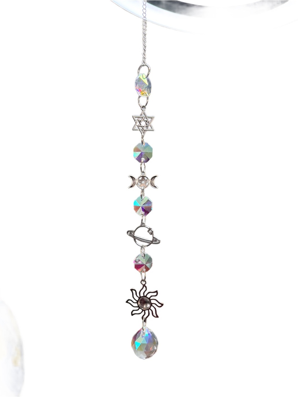 Crystal Sun Catcher  Charm Dangle with Celestial Accents